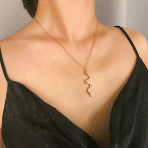 Gold Snake Drop Chain Necklace